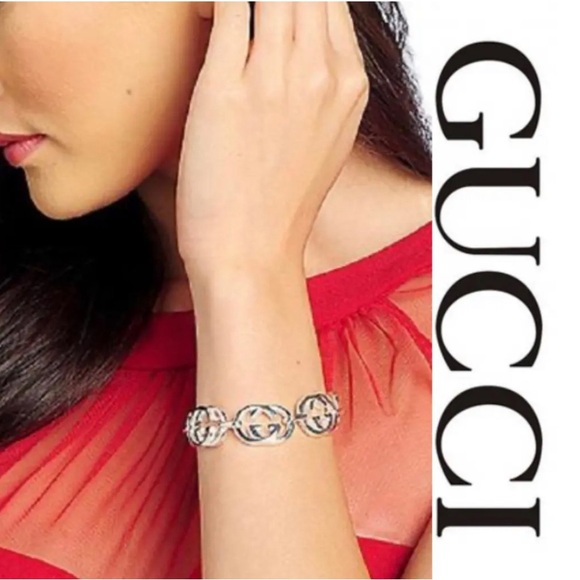 NIB GUCCI 925 Sterling Silver Interlocking GG Britt Bracelet - Picture 3 of 11